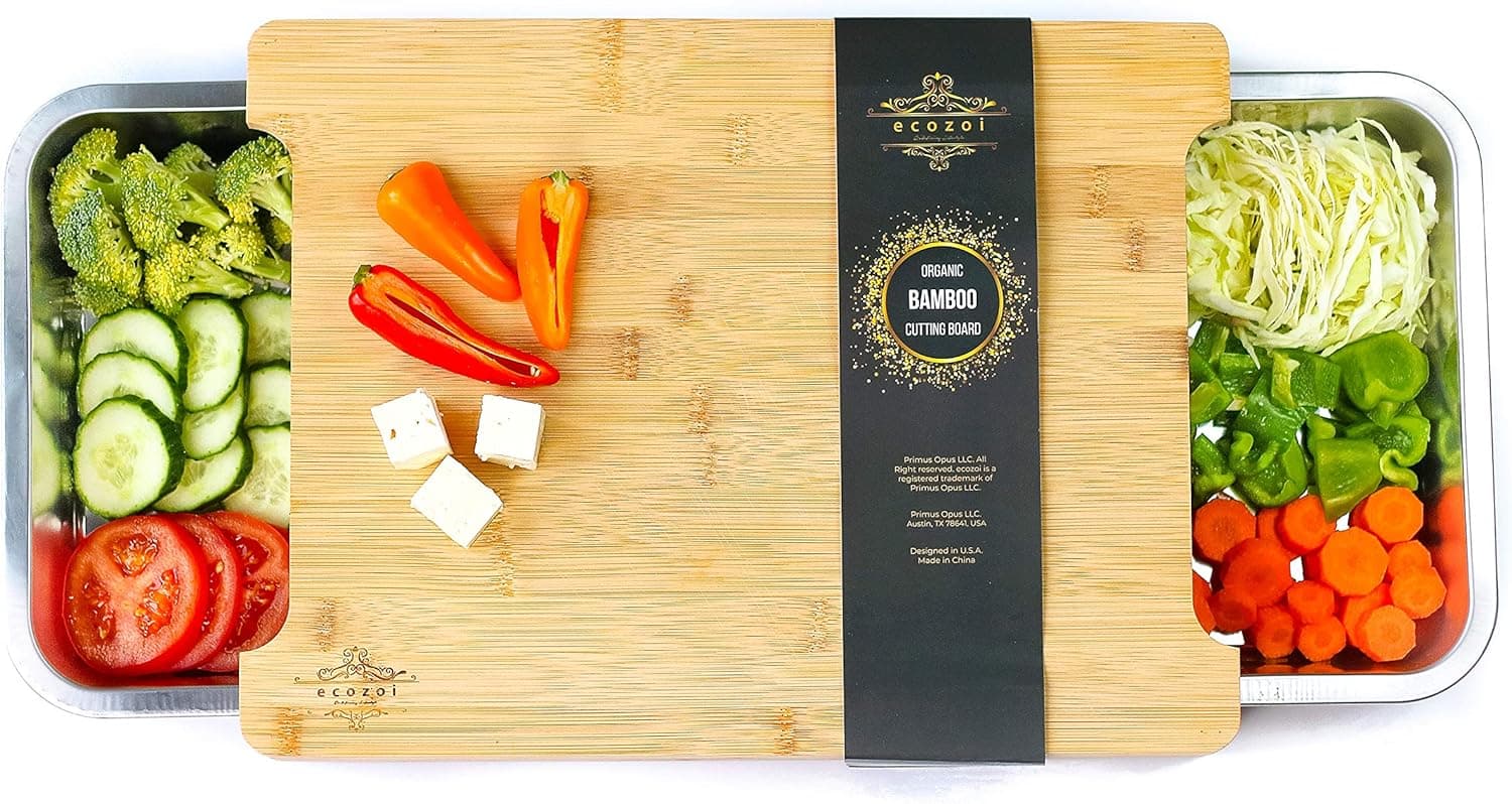 Product image of Ecozoi Bamboo Cutting Board with Prep Drawers