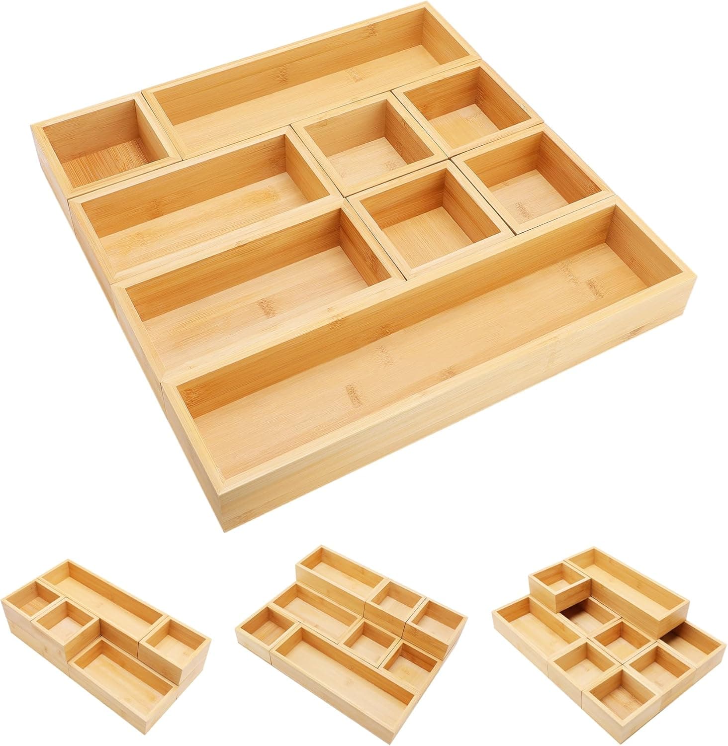 Bamboo Drawer Organizer Set